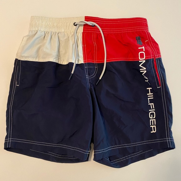 🔴Tommy Hilfiger Swim Trunk Shorts Red White Blue - Picture 1 of 5